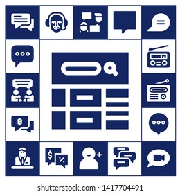 forum icon set. 17 filled forum icons.  Simple modern icons about  - Chat, Blog, Radio, Commentator, Talk, Add user, Comments