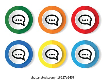 Forum icon set in 6 color options for webdesign and mobile applications. Vector illustration.