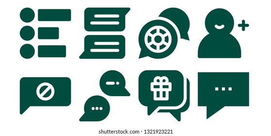 forum icon set. 8 filled forum icons.  Collection Of - Chat, Feedback, Add user