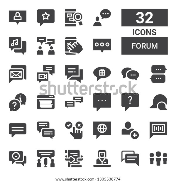 Forum Icon Set Collection 32 Filled Stock Vector Royalty Free 1305538774