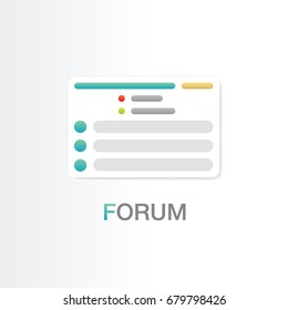 Forum icon, web site page template. Conference concept. Development and digital marketing, vector illustration.