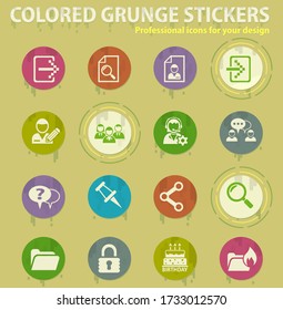 iconos de fondo coloreados de interfaz de foro con pegamento de sudores para aplicaciones web y móviles de diseño