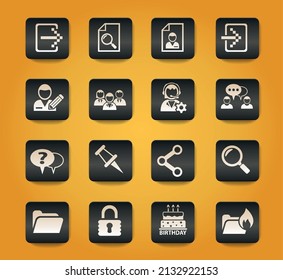 Symbole der Forumschnittstelle auf schwarzem Hintergrund