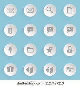 forum interface web icons on light paper circles