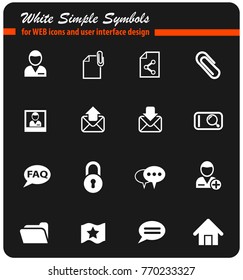 forum interface white web icons for user interface design