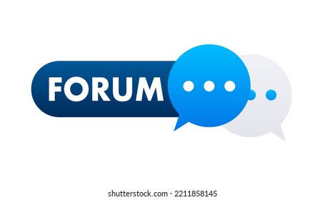 Etiqueta del foro en la burbuja del discurso de chat. Ilustración de material vectorial.