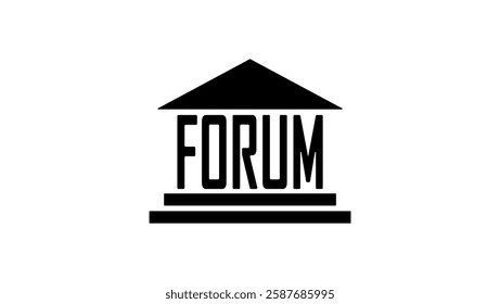Forum, lettering , black isolated silhouette