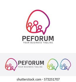 Forum Logo Design. Talk, Bubble Speech, Community Logo Concept. Vector Logo Template