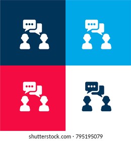 Forum Message four color material and minimal icon logo set in red and blue