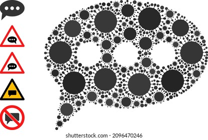 Forum message mosaic icon. Vector collage composed from randomized infection icons. Virus collage forum message icon, and additional icons. Forum message collage for medical templates.