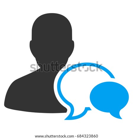 Forum Moderator vector pictogram. Style is flat graphic bicolor symbol, blue and gray colors, white background.