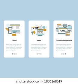 Forum, News, Content management. Vector template for website, mobile website, landing page, ui.