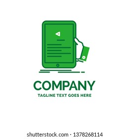 forum, online, webinar, seminar, tutorial Flat Business Logo template. Creative Green Brand Name Design.