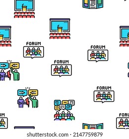 Ilustración de líneas delgadas del patrón sin soldadura del vector de reunión de personas del foro