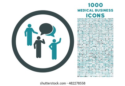 Forum Persons rounded vector bicolor icon with 1000 medical business icons. Set style is flat pictograms, soft blue colors, white background.