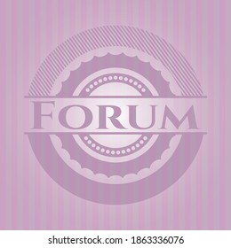 Forum pink icon or emblem. Detailed design. 