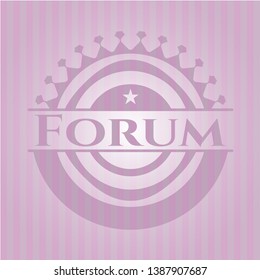 Forum realistic pink emblem. Vector Illustration. Detailed.