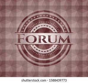 Forum red seamless badge with geometric pattern background.