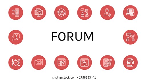 forum simple icons set. Contains such icons as Chat, Blog, Co, Feedback, Add friend, Chatting, can be used for web, mobile and logo