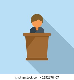 Forum speaker icon flat vector. People meeting. Social group