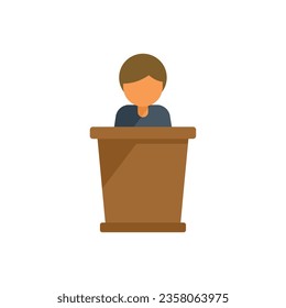 Forum speaker icon flat vector. People meeting. Social group isolated