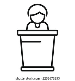 Forum speaker icon outline vector. People meeting. Social group