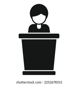 Forum speaker icon simple vector. People meeting. Social group
