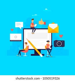 Forum. Technologies. Internet. Flat design vector illustration.