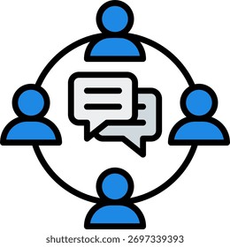 Forum vector design in modern style, online group discussion and community meeting concept, digital communication illustration. Filled Line Icon