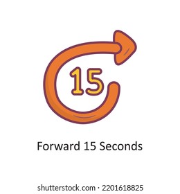 Forward 15 Seconds Filled Outline Icon Design Illustration. Media Control Symbol On White Background EPS 10 File