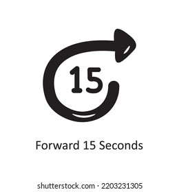 Forward 15 Seconds Solid Icon Design Illustration. Media Control Symbol On White Background EPS 10 File