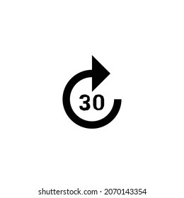 forward 30 Icon. Flat style design isolated on white background. Vector illustration