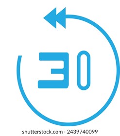 Vorwärts 30 Symbol Vektor Illustration flacher Stil isoliert auf weißem Hintergrund.
