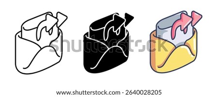 Forward 3d icon vector style for communication user interface Line, Filled, Color style.