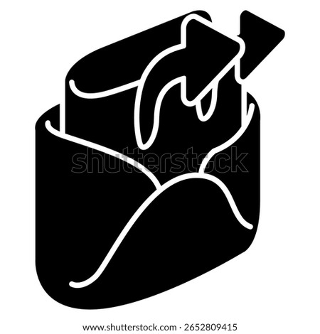 Forward 3d icon vector style for communication user interface Black Filled style.