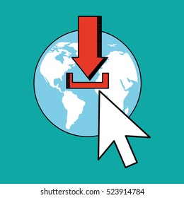 forward arrow global download media vector illustration eps 10