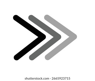 Forward Arrow Icon – Black and Gray Direction Symbol for Navigation and Progress