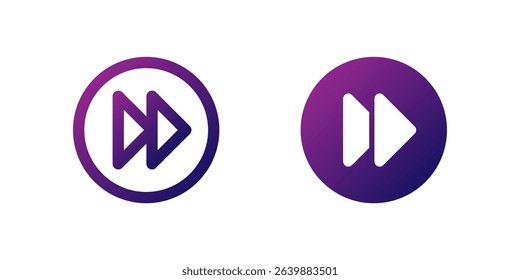 Forward Arrow Icon Set. A purple gradient icon with a right-facing arrow, used for forward navigation or fast-forward functions.