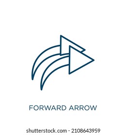 forward arrow icon. Thin linear forward arrow outline icon isolated on white background. Line vector forward arrow sign, symbol for web and mobile