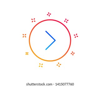 Forward arrow line icon. Next Arrowhead symbol. Next navigation pointer sign. Gradient design elements. Linear forward icon. Random shapes. Vector
