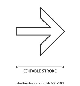 Forward arrow linear icon. Next. Right arrow. Computer keyboard button. Motion indexer, indicator, designator. Thin line illustration. Contour symbol. Vector isolated outline drawing. Editable stroke