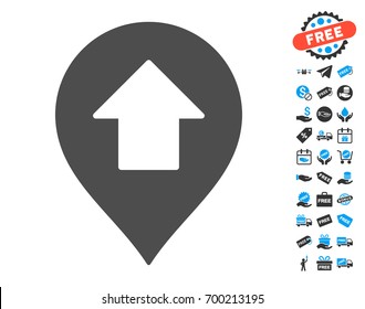 Forward Up Arrow Marker grey icon with free bonus clip art. Vector illustration style is flat iconic symbols.