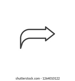 Forward arrow outline icon. linear style sign for mobile concept and web design. Right arrow simple line vector icon. Symbol, logo illustration. Pixel perfect vector graphics