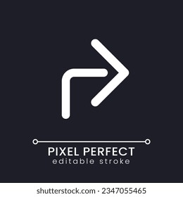 Forward arrow pixel perfect white linear ui icon for dark theme. Social network. Repost. Vector line pictogram. Isolated user interface symbol for night mode. Editable stroke. Poppins font used