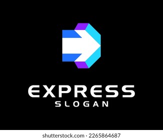 Forward Arrow Right Direction Express Fast Shipping Delivery Overlay Colorful Vector Logo Design