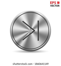 Icono de signo de flecha hacia delante en botón 3D. Ilustración vectorial Eps 10.