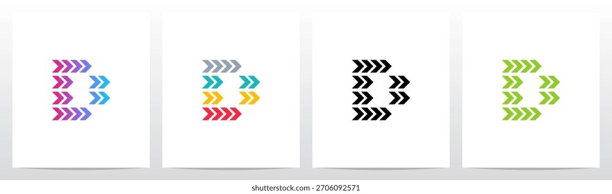 Flecha hacia adelante Giro Apuntando a la derecha Letra de juego Diseño de logotipo inicial D