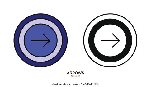 Forward arrow vector illustration lineal color and filled design