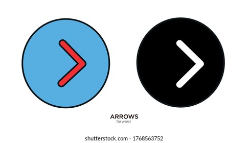 Forward arrow vector illustration lineal color and filled design