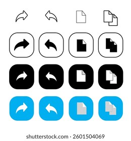 forward, backward, new document and document two icons